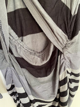 Load image into Gallery viewer, Ripe Women's Maternity size XS black grey stripe stretch dress feeding, VGUC