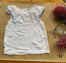 Load image into Gallery viewer, Bebe by Minihaha baby girl size 3-6 months white t-shirt blue horse, VGUC