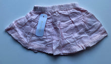 Load image into Gallery viewer, Purebaby baby girl size 0-3 months pink woven bloomer skirt lace, BNWT