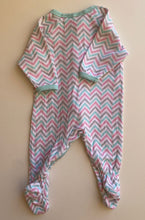 Load image into Gallery viewer, Little Wishes baby girl size 0-3 months pink green chevron one-piece, VGUC