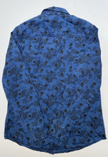 Load image into Gallery viewer, Boden women's size UK 8 US 4 denim blue button up shirt black floral, VGUC