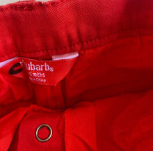 Load image into Gallery viewer, Rhubarb baby girl size 3-6 months red denim belted mini skirt bloomers, EUC