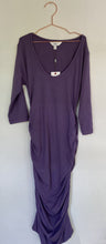 Load image into Gallery viewer, NEW Ripe Women's Maternity size XS purple long sleeve stretch cocoon dress BNWT