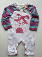 Load image into Gallery viewer, Kidstore baby girl size 0-3 months white pink one-piece bear stripes, GUC