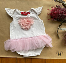 Load image into Gallery viewer, Sprout Baby Girl Size 00 White Pink Bodysuit Tutu Dress Embellished Flower VGUC