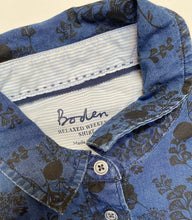 Load image into Gallery viewer, Boden women's size UK 8 US 4 denim blue button up shirt black floral, VGUC