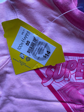 Load image into Gallery viewer, Superbaby baby girl size 3-6 months pink Superman t-shirt glitter, BNWT
