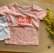Load image into Gallery viewer, Tiny Little Wonders baby girl size 0-3 months pink t-shirt white shorts set VGUC