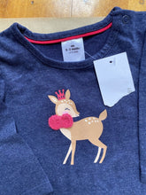 Load image into Gallery viewer, NEW Target Baby girl size 0-3 months blue long sleeve top deer with crown