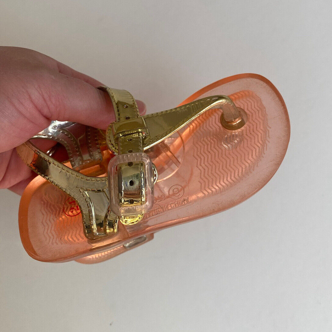 Seed kids girls toddler size 24 pink gold jelly sandals Summer shoes