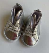 Load image into Gallery viewer, Seed baby size 3-6 months silver pull on soft sole shoes bunny ears, VGUC
