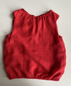 Origami kids girls size 7 red sleeveless party top blouse flower, VGUC