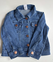 Anko kids girls toddler size 3 blue denim jacket heart buttons, VGUC