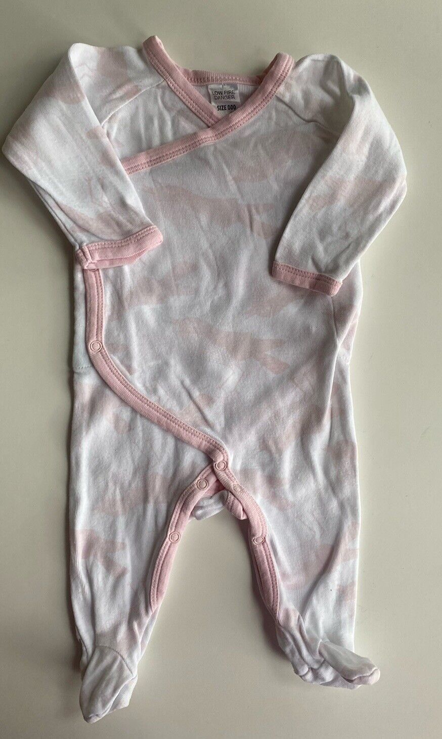 Bonds baby size 0-3 months white pink birds wrap one-piece, VGUC