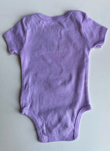 Load image into Gallery viewer, Calvin Klein baby girl size 0-3 months purple short sleeve bodysuit logo, VGUC
