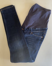 Load image into Gallery viewer, H&amp;M Maternity size 12 US women&#39;s over bump blue denim jeans pants, VGUC
