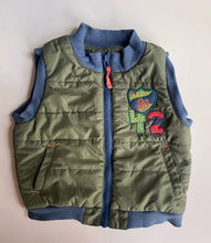 Load image into Gallery viewer, Marks &amp; Spencer baby boy size 6-9 months olive green zip up vest, VGUC
