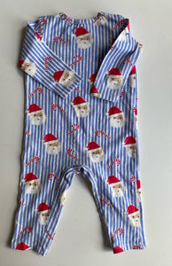 Cotton On baby size 12-18 months blue stripe Santa Christmas one-piece, VGUC