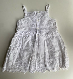 Mamas & Papas baby girl size 12-18 months white embroidered dress, VGUC