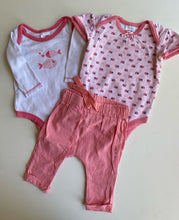 Load image into Gallery viewer, Target baby girl size 0-3 months pink white tops leggings bundle, VGUC
