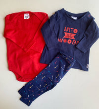 Load image into Gallery viewer, Target baby size 0-3 months blue red tops leggings bundle, EUC
