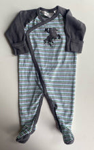 Load image into Gallery viewer, Bebe by Minihaha baby size 3-6 months grey green stripe horse one-piece, VGUC
