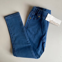 Load image into Gallery viewer, Milkshake kids girls size 6 blue denim pull on pants butterfly, BNWT
