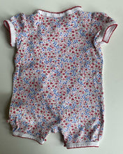 Load image into Gallery viewer, Bebe by Minihaha baby girl size 3-6 months red white floral one-piece, VGUC
