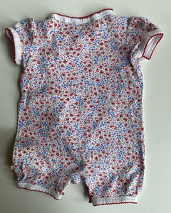 Bebe by Minihaha baby girl size 3-6 months red white floral one-piece, VGUC