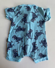 Load image into Gallery viewer, Bonds baby size 0-3 months zippy wondersuit romper blue grey dinosaurs, VGUC
