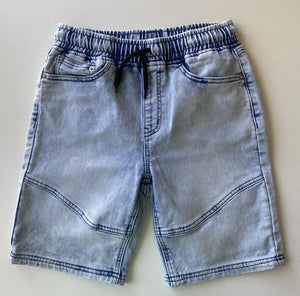 Bauhaus kids boys size 12 faded blue denim elastic waist shorts, VGUC