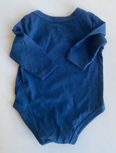 Nike baby size 0-3 months blue long sleeve bodysuit t-shirt logo, VGUC