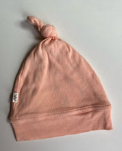 Load image into Gallery viewer, Little Bubba baby girl size 6-12 months pink peach knotted beanie hat, VGUC
