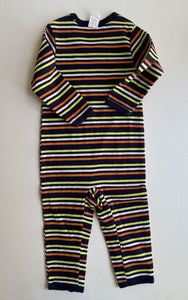 Zoo Fun baby size 3-6 months blue orange green stripe one-piece, VGUC