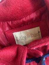 Load image into Gallery viewer, Lily &amp; Dan kids size 5 red duffle coat jacket pockets warm wool, VGUC
