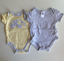 Load image into Gallery viewer, Target baby size 0-3 months grey yellow bodysuit tops x2, VGUC
