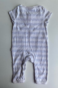 Peter Alexander baby size 0-3 months grey white stripe one-piece, VGUC