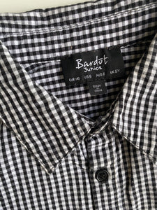 Bardot Junior kids boys size 6 black white check collared shirt, VGUC