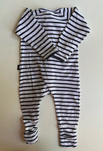 Load image into Gallery viewer, Bonds baby size 3-6 months zippy wondersuit black white stripe, VGUC
