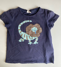 Load image into Gallery viewer, Seed kids boys size 6 navy blue short sleeve frill neck lizard t-shirt, VGUC
