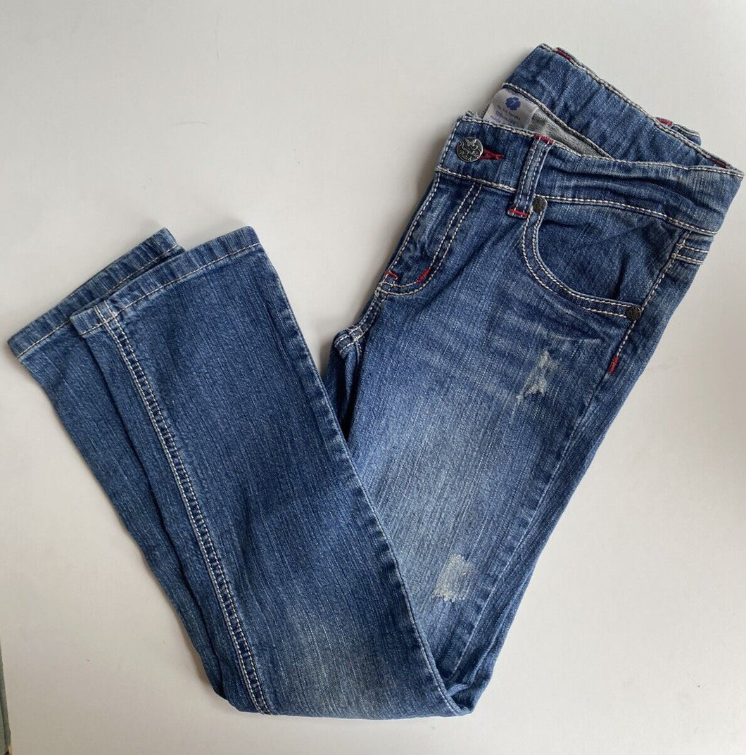 Pumpkin Patch kids girls size 7 blue distressed denim jeans pants, VGUC