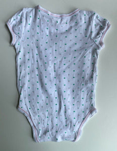 Country Road baby girl size 6-12 months white pink green stars bodysuit, GUC