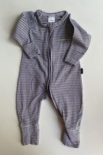 Load image into Gallery viewer, Bonds baby size 0-3 months zippy wondersuit dark grey stripe one-piece, VGUC
