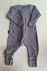 Bonds baby size 0-3 months zippy wondersuit dark grey stripe one-piece, VGUC