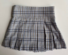 Load image into Gallery viewer, Zara kids girls size 8 blue grey check tartan pleated mini skirt, VGUC
