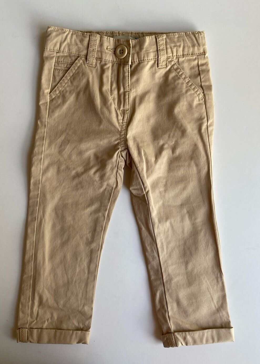 Lily & Dan baby boy size 12-18 months light brown pull on chino pants, VGUC