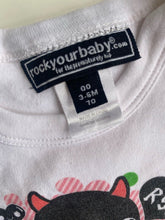 Load image into Gallery viewer, Rock Your Baby baby girl size 3-6 months white t-shirt bodysuit peace, VGUC
