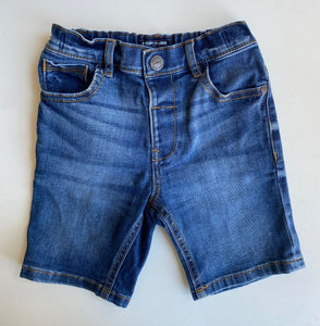 Next kids boys size 5-6 years blue denim adjustable waist pull on shorts, VGUC