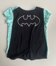 Load image into Gallery viewer, Batman baby girl size 12-18 months blue green floral t-shirt black cape, VGUC
