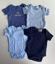 Load image into Gallery viewer, Gap baby size 0-3 months x4 blue short sleeve bodysuit t-shirt tops, VGUC
